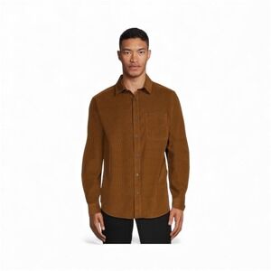 George Mens Corduroy Button Down Shirt Long Sleeve Brown Size 2XL (New)